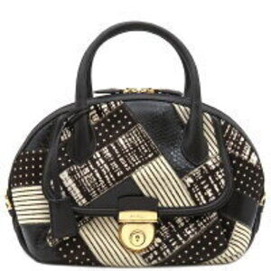Salvatore Ferragamo Fiamma Bag Black Brown White Patchwork